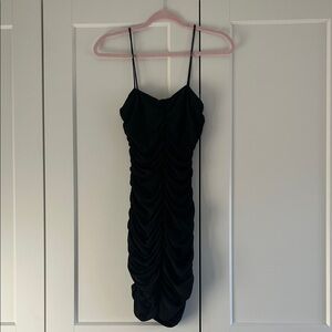 Windsor Elegant Black Ruched Mini Dress